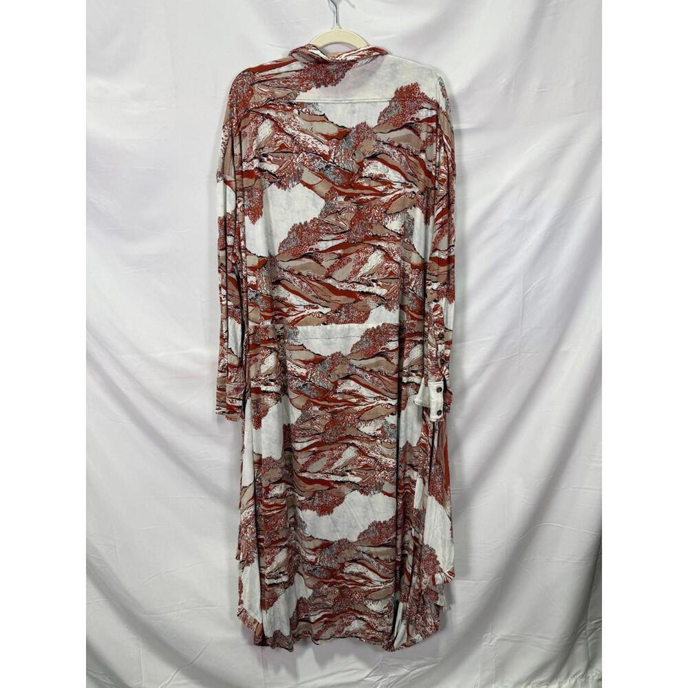 Proenza Schouler Red Beige & White Swirl Print Shirtdress Size 12 - Picture 4 of 6